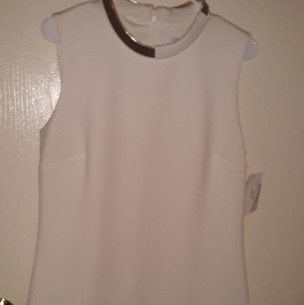 Off white Calvin Klein dress with gold link